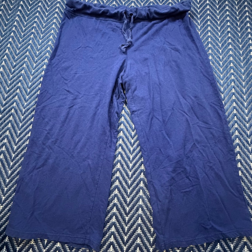 Gap Body Lounge Pants Women XL Navy Blue Wide Leg Drawstring Pajamas Sleepwear